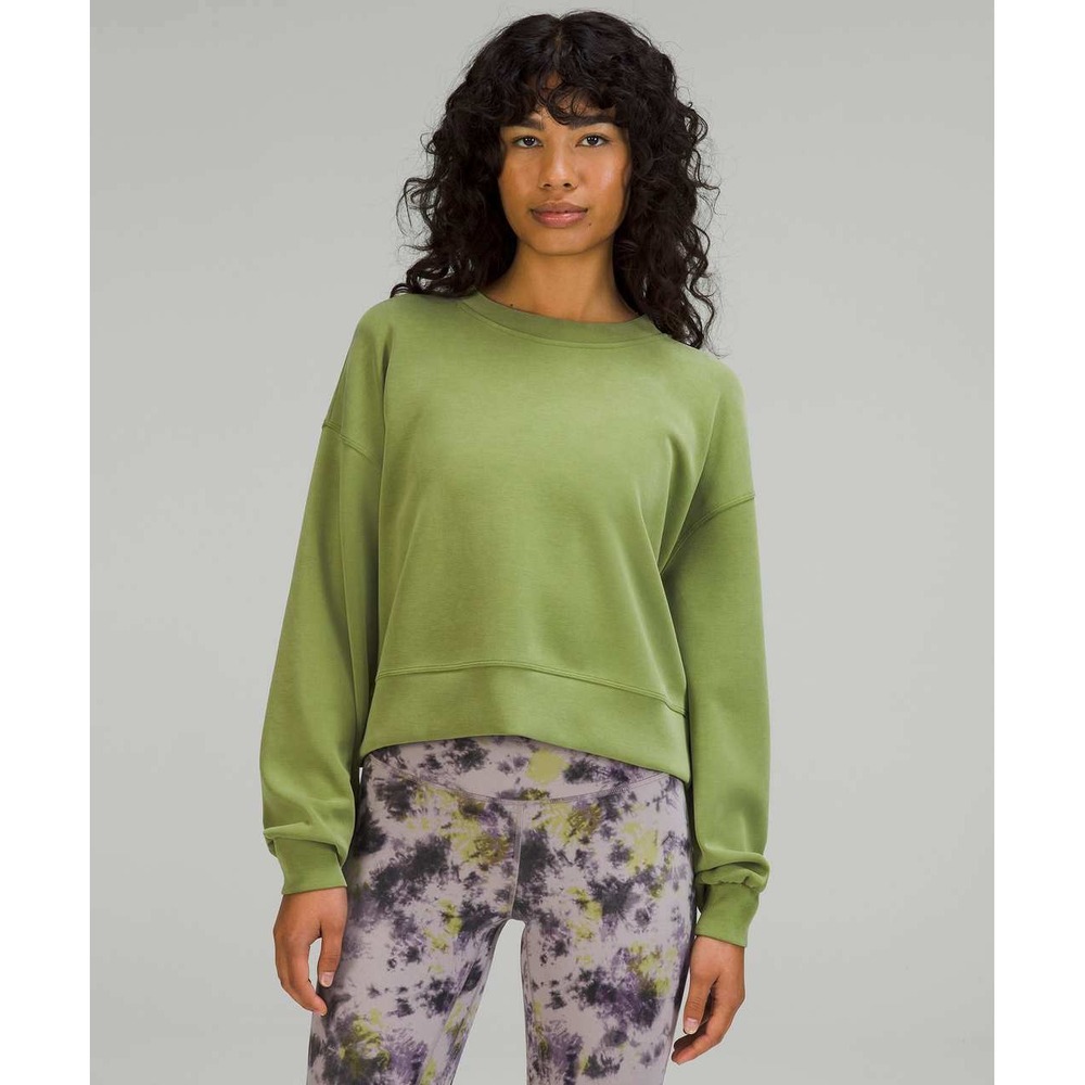 Lululemon Perfectly Oversized Cropped Crew‎ Softstreme Top Green Foliage 0
